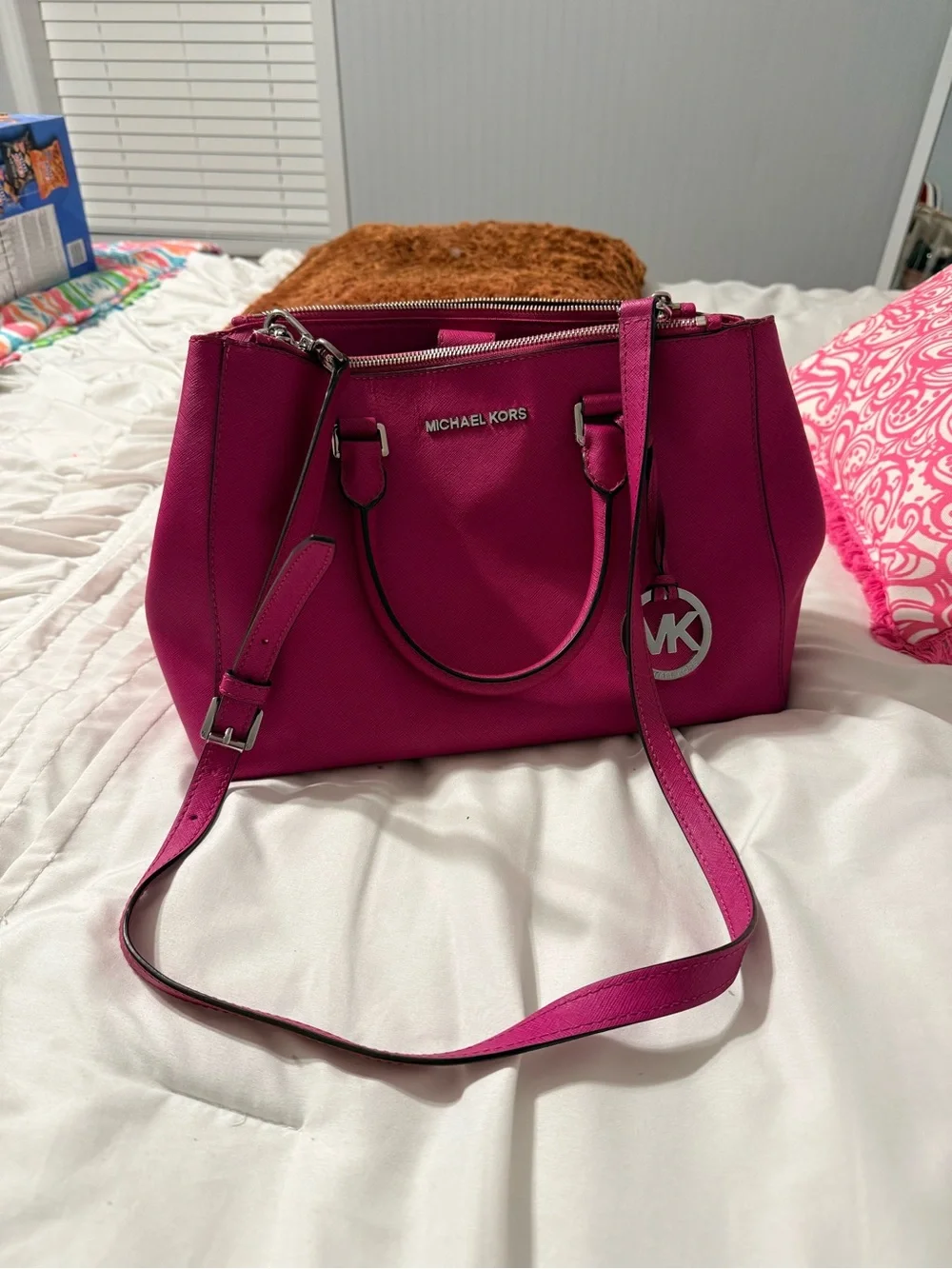 Michael Kors Fuchsia Saffiano Leather Satchel